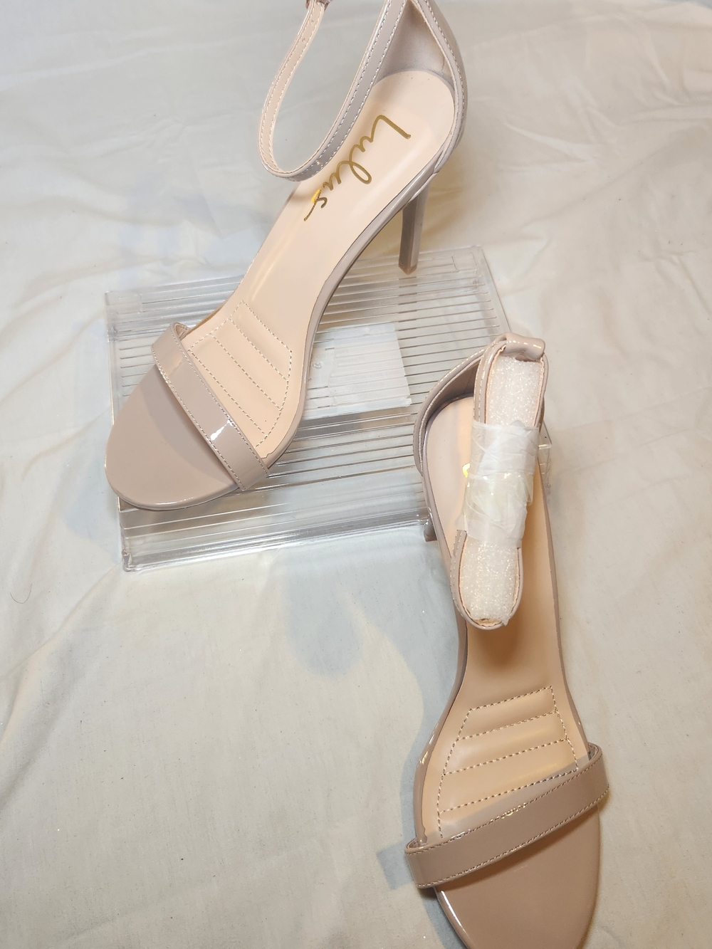 Lulu's Blush Patent Ankle-Strap Stiletto Sandals 8.5